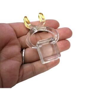 Vintage 60s MOD Novelty Clear Lucite Ice Block Tongs Pop Art Movable Pin Brooch